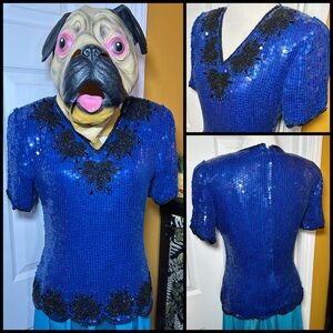 Glam Gal, VINTAGE, beaded sequined top!!